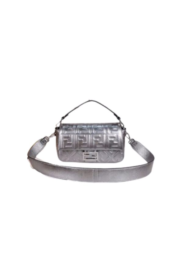 11 fendi baguette chain midi medium silver bag for woman 26cm10in 9988