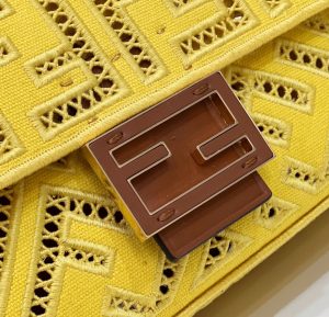 fendi baguette yellow with embroidery medium bag for woman 28cm11in 9988