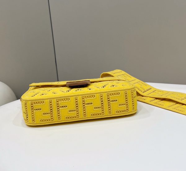 3 fendi baguette yellow with embroidery medium bag for woman 28cm11in 9988