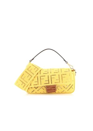 4 fendi baguette yellow with embroidery medium bag for woman 28cm11in 9988
