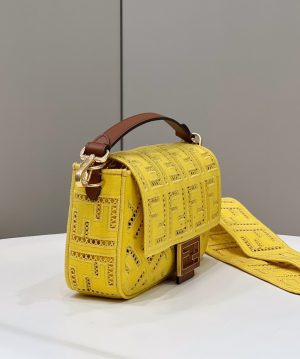 7 fendi baguette yellow with embroidery medium bag for woman 28cm11in 9988