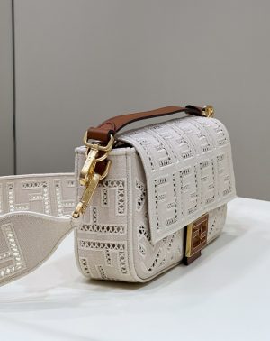 7 grise fendi baguette white with embroidery medium bag for woman 28cm11in 9988