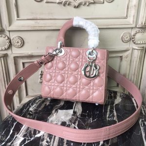 5 christian dior medium lady dior bag dusty pink silver hardware for women 20cm8in cd 9988