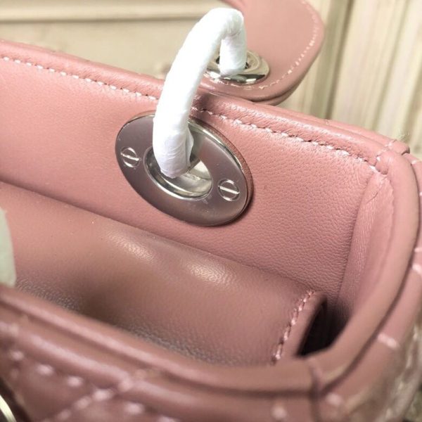 9 christian dior medium lady dior bag dusty pink silver hardware for women 20cm8in cd 9988