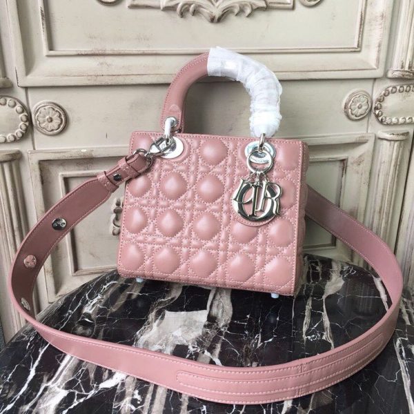 12 christian dior medium lady dior bag dusty pink silver hardware for women 20cm8in cd 9988