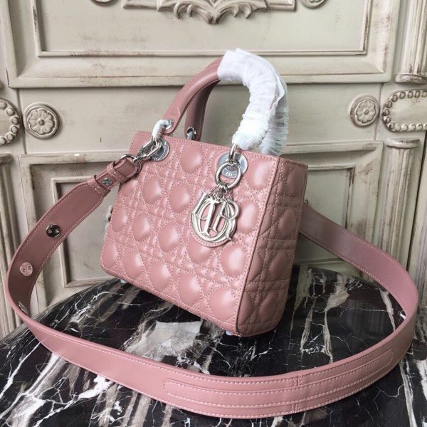 13 christian dior medium lady dior bag dusty pink silver hardware for women 20cm8in cd 9988