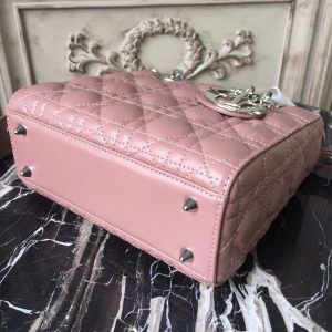 14 christian dior medium lady dior bag dusty pink silver hardware for women 20cm8in cd 9988
