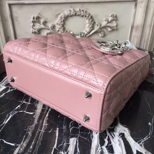 14 christian dior medium lady dior bag dusty pink silver hardware for women 20cm8in cd 9988