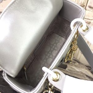 christian dior small lady dior bag gold toned hardware pearl silver white for women 8in20cm cd 9988