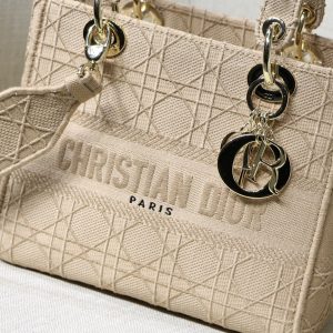 2 christian dior medium lady dior bag gold toned hardware beige for women 95in24cm cd 9988