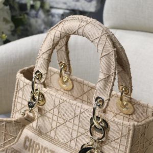 6 christian dior medium lady dior bag gold toned hardware beige for women 95in24cm cd 9988