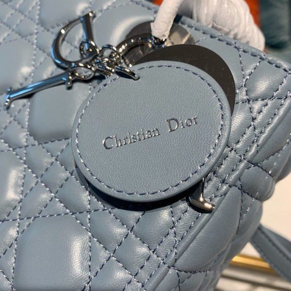 christian dior medium lady dior Clutch bag silver hardware cloud blue for women 95in24cm cd 9988