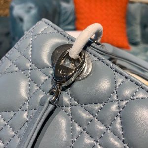 2 christian dior medium lady dior Clutch bag silver hardware cloud blue for women 95in24cm cd 9988