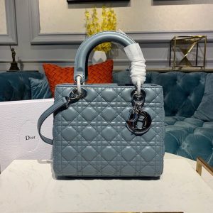 5 christian dior medium lady dior Clutch bag silver hardware cloud blue for women 95in24cm cd 9988