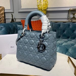 6 christian dior medium lady dior Clutch bag silver hardware cloud blue for women 95in24cm cd 9988