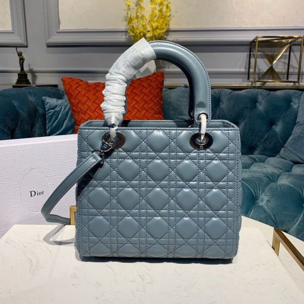 7 christian dior medium lady dior Clutch bag silver hardware cloud blue for women 95in24cm cd 9988