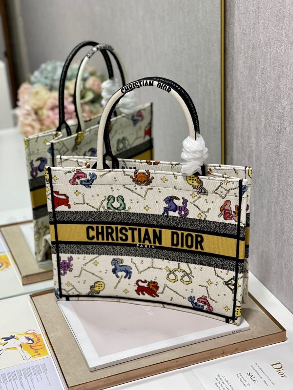 3 christian dior medium dior book tote white multicolor for women womens handbags 14in36cm cd 9988