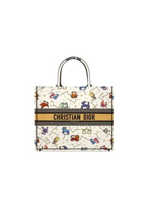 4 christian dior medium dior book tote white multicolor for women womens handbags 14in36cm cd 9988