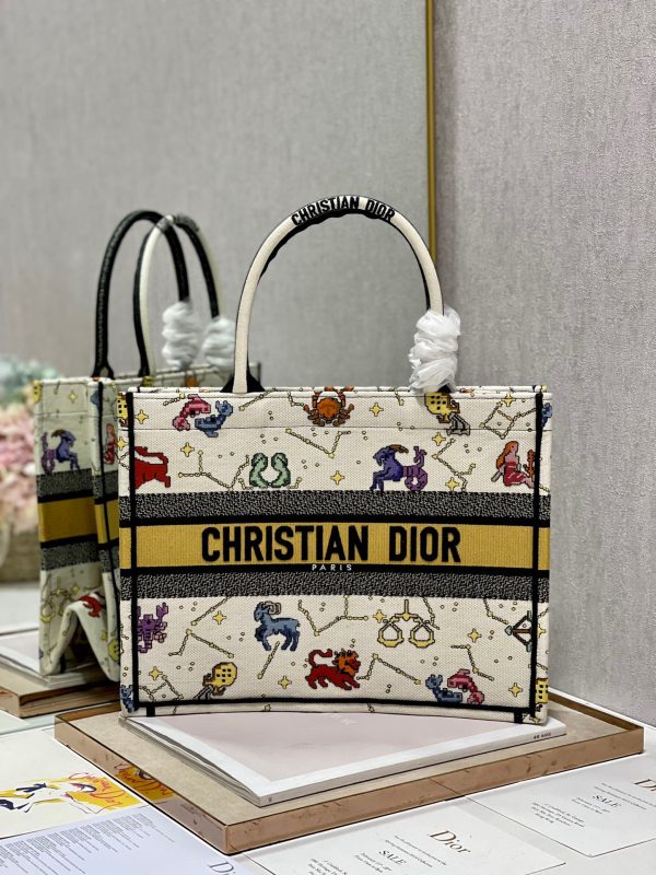 6 christian dior medium dior book tote white multicolor for women womens handbags 14in36cm cd 9988