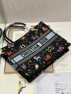 1 christian dior medium dior book tote black multicolor for womens handbags 14in36cm cd m1296zrty m911 9988
