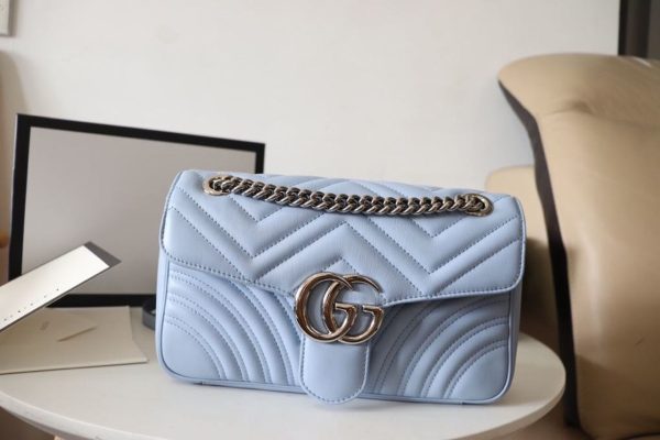 5 gucci gg marmont small matelass shoulder bag blue sky for women 10in26cm gg 443497 9988