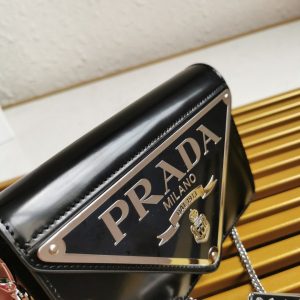 prada brushed shoulder bag black for women womens bags 67in17cm 9988