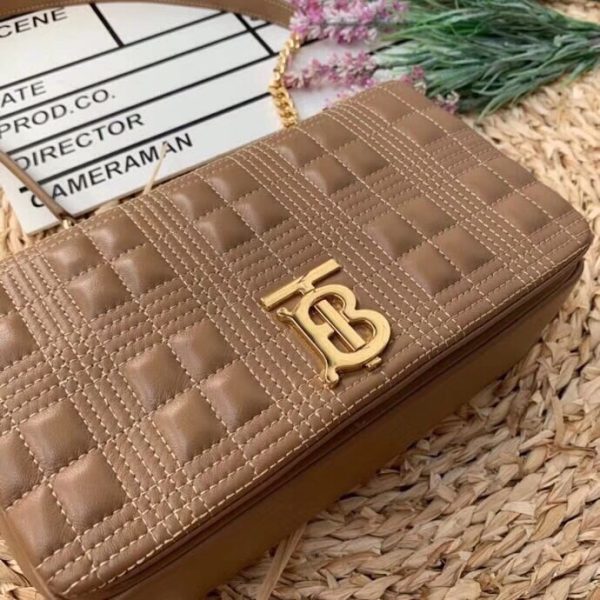 12 burberry quilted medium lola bag monogram brown for women womens bags 11in28cm 80208481 9988