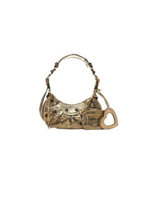 4-Balenciaga Le Cagole Xs Shoulder Bag In Gold For Women Womens Bags 13In33cm   9988