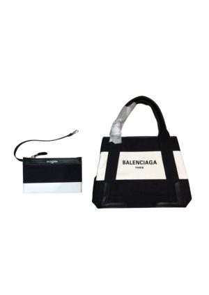 4-Balenciaga Navy Xs Tote Bag In Black And White For Women Womens Bags 12.6In32cm   9988