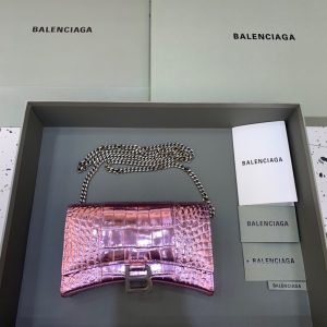 6 balenciaga hourglass wallet on chain in pink for women womens bags 76in19cm 9988
