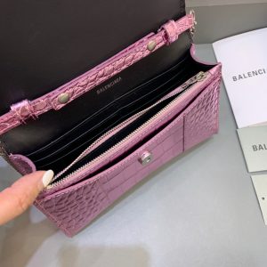 7 balenciaga hourglass wallet on chain in pink for women womens bags 76in19cm 9988