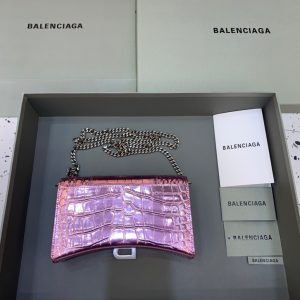12 balenciaga hourglass wallet on chain in pink for women womens bags 76in19cm 9988