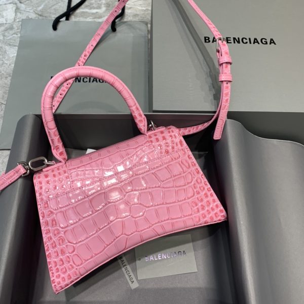 10 balenciaga hourglass small handbag in dark pink for women womens bags 9in23cm 9988 1