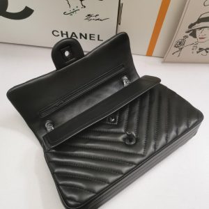 1 chanel chevron classic handbag black hardware black for women womens bags shoulder and crossbody bags 102in26cm 9988
