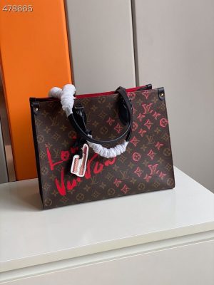 1 louis vuitton onthego mm fall in love monogram canvas brown for women womens handbags tote bag 35cm lv m45888 9988