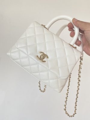 chanel mini flap bag top handle white for women 75in19cm 9988