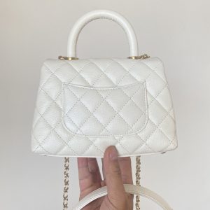 1 chanel mini flap bag top handle white for women 75in19cm 9988