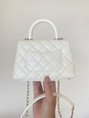 1 chanel mini flap bag top handle white for women 75in19cm 9988