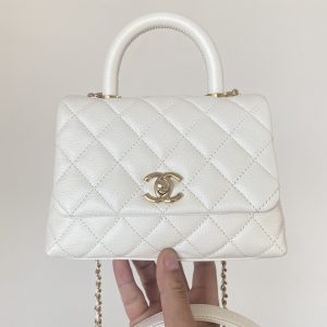 2 chanel mini flap bag top handle white for women 75in19cm 9988