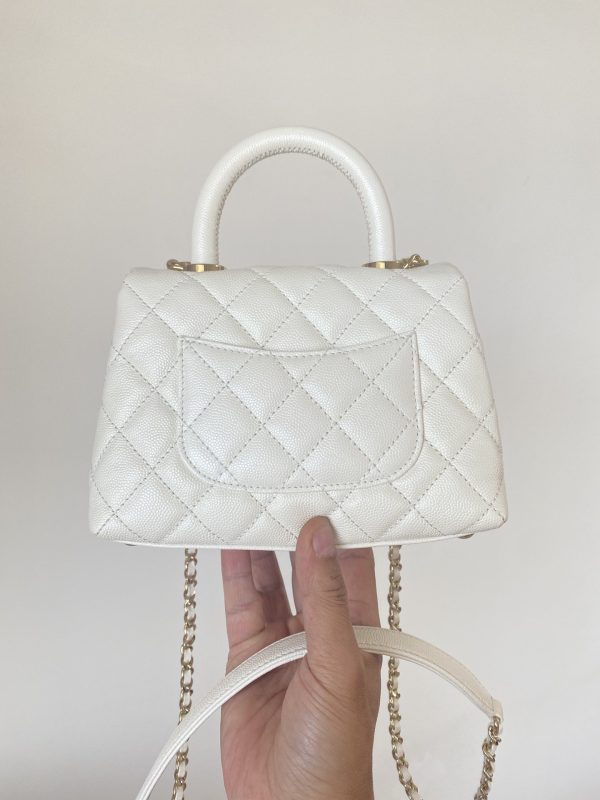 5 chanel mini flap bag top handle white for women 75in19cm 9988