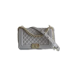 4-Chanel Medium Classic Flap Bag 25Cm Grey For Women A67086   9988