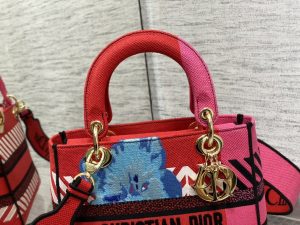 christian dior medium lady dlite bag dflower pop embroidery bright pink multicolor for women womens handbags 24cm cd m0565oroo m885 9988