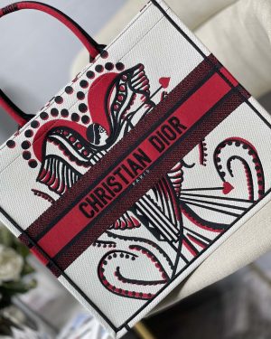 1 christian dior large dior book tote latte multicolor cupidon embroidery redwhite for women womens handbags 41cm cd m1296ztqg m941 9988