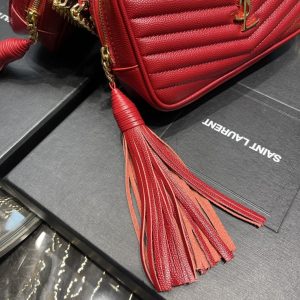 saint laurent lou mini bag red in quilted grain de poudre with gold hardware for women 74in19cm ysl 6125791gf076008 9988
