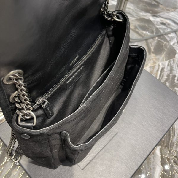 2 saint laurent niki medium chain bag black in crinkled with metal hardware for women 11in28cm ysl 9988