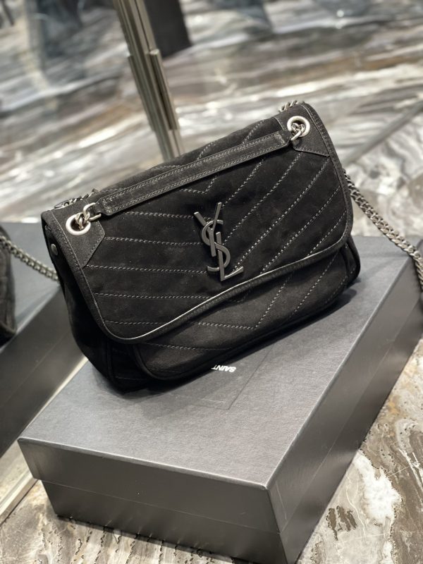 5 saint laurent niki medium chain bag black in crinkled with metal hardware for women 11in28cm ysl 9988