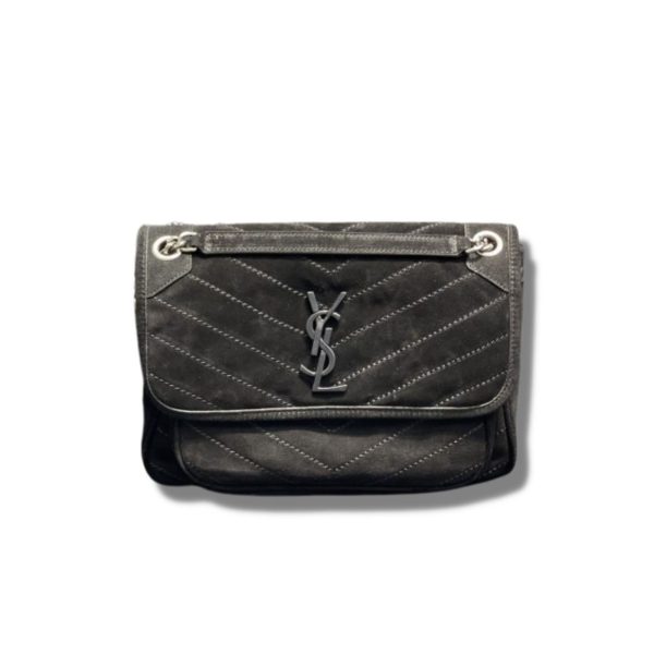 11 saint laurent niki medium chain bag black in crinkled with metal hardware for women 11in28cm ysl 9988