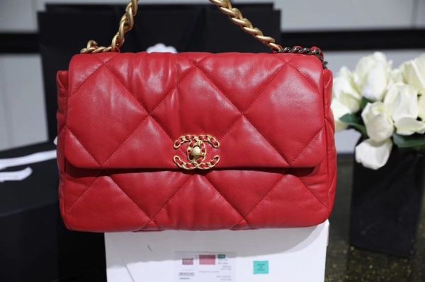 chanel 19 handbag 26cm red for women as1160 9988
