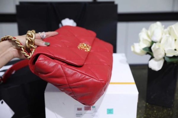 6 chanel 19 handbag 26cm red for women as1160 9988