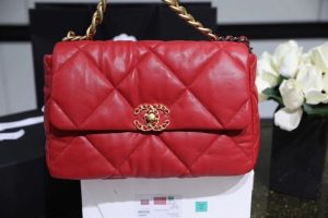 13 chanel 19 handbag 26cm red for women as1160 9988
